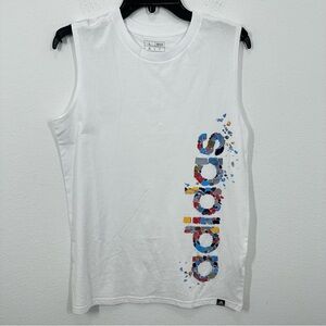 Adidas Boys Young Men‎ Size Large 14/16 Sleeveless Shirt White Practice Logo NWT